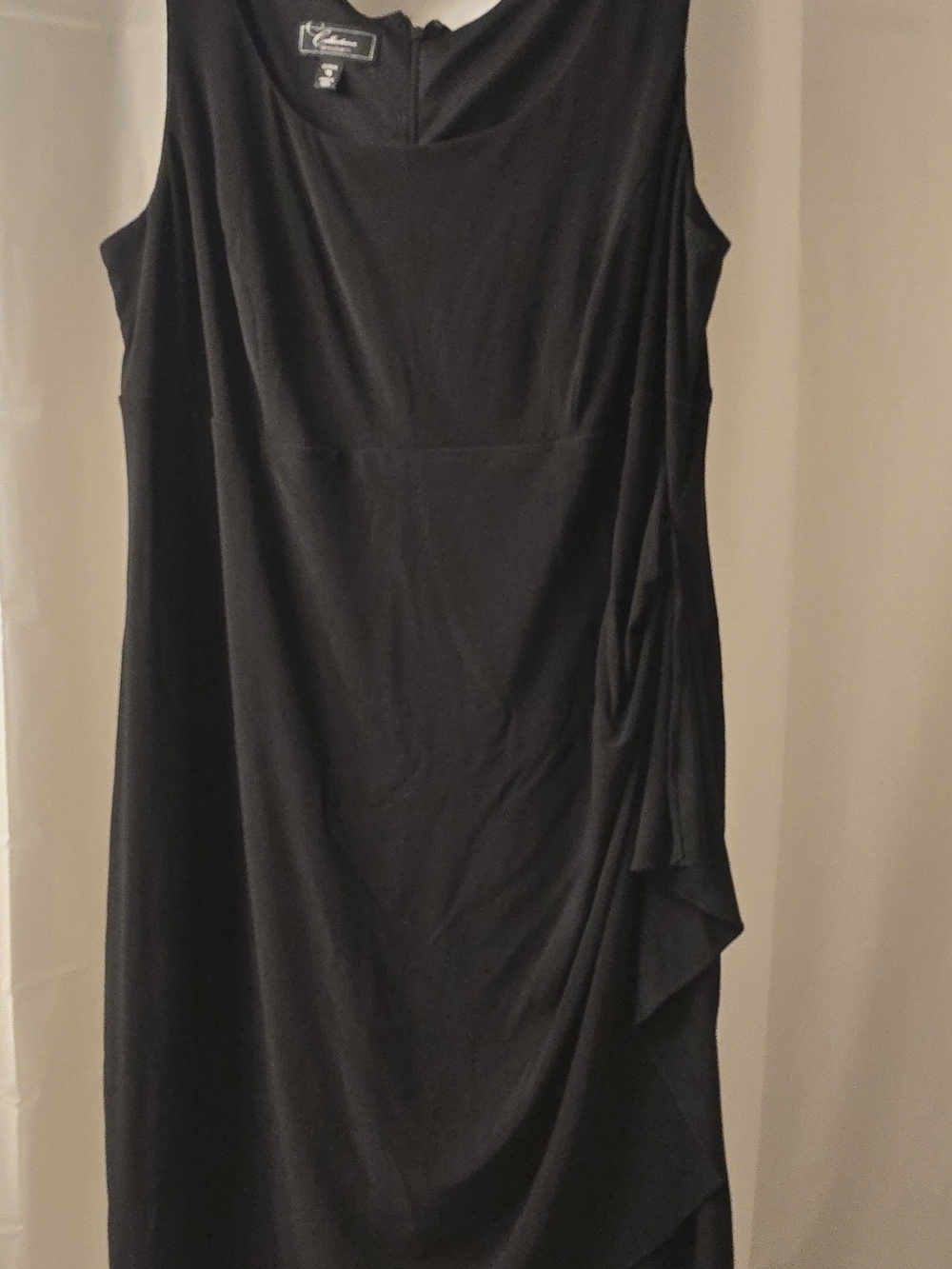 Dressbarn Black Sleeveless Midi Dress with Side Drape Detail